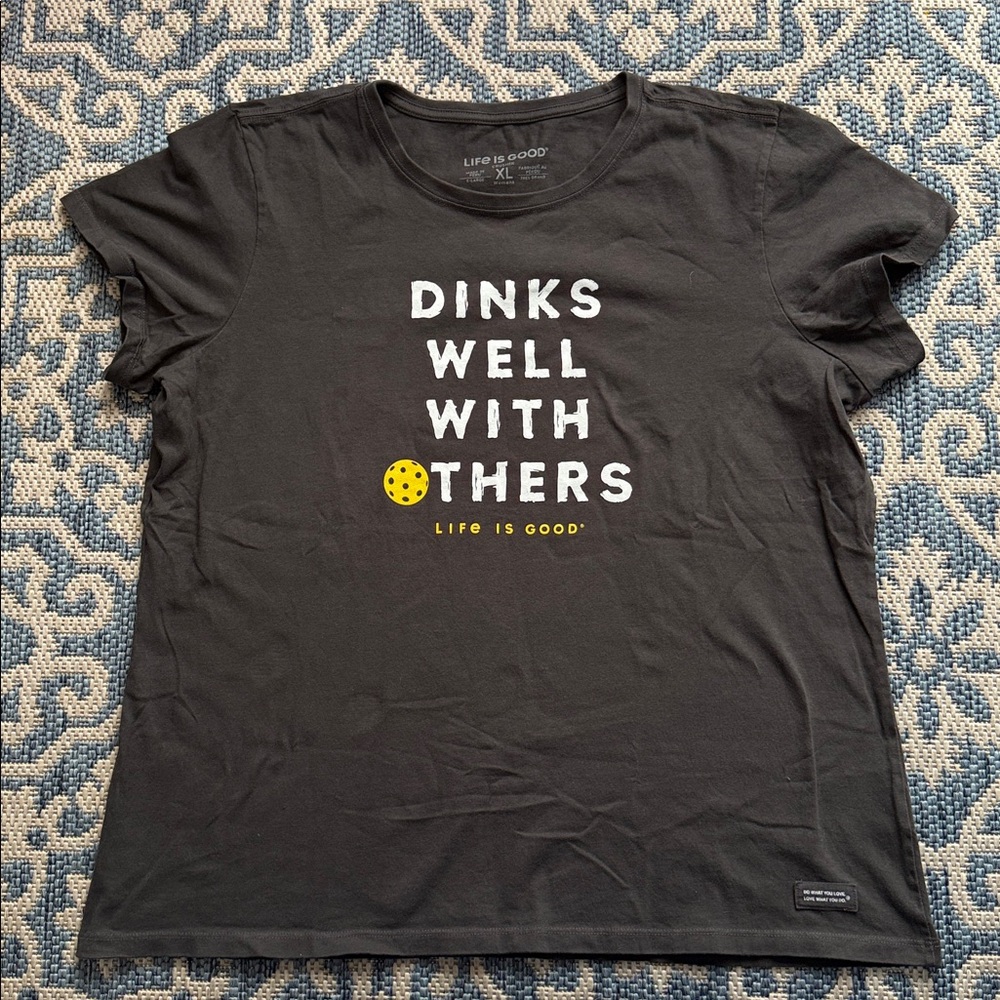 Life Is Good Crusher T-shirt Dinks Well with Others Cotton XL Pickleball - Picture 6 of 8